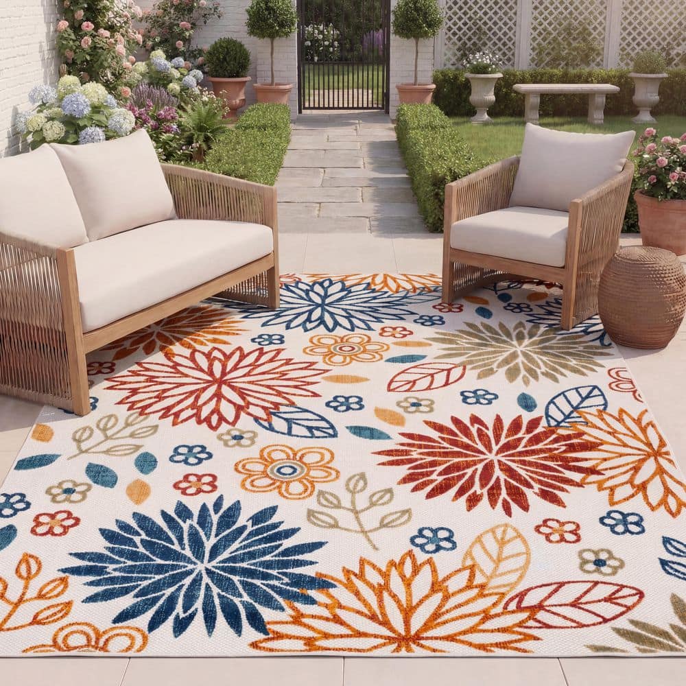 SAFAVIEH Cabana Cream/Red 8 ft. x 10 ft. Contemporary Floral