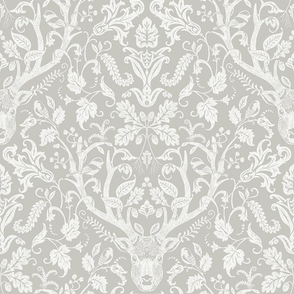 NuWallpaper Taupe Escape to the Forest Peel and Stick Wallpaper Sample