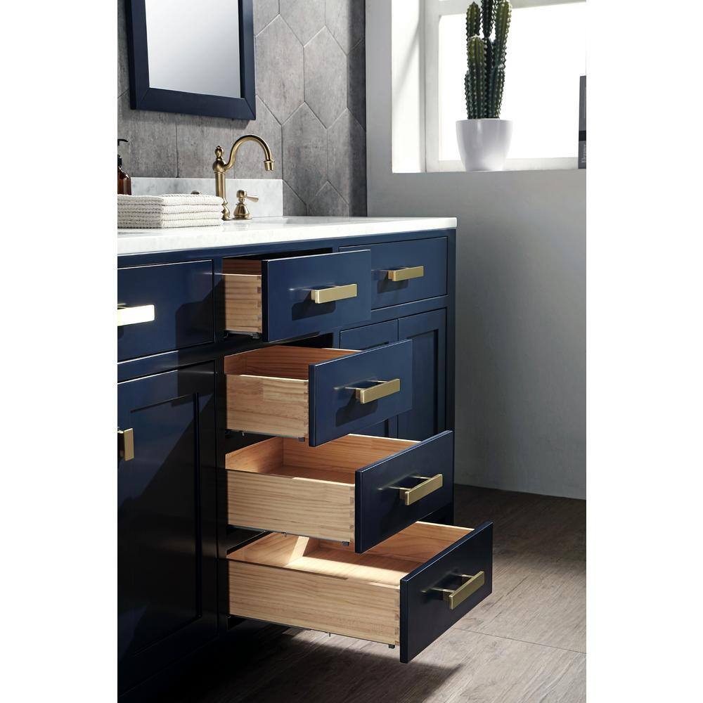 Madison 72" Monarch Blue Double Sink Vanity with Carrara Marble Top