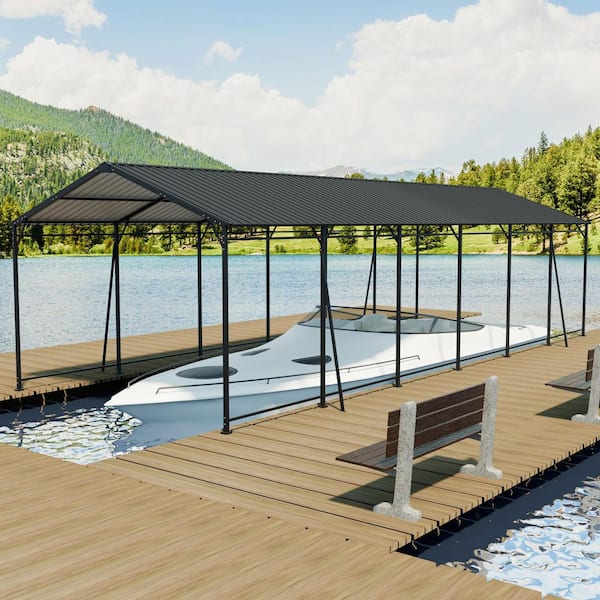 12 ft. W x 32 ft. D All-Weather Heavy Duty Metal Carport Garage with Galvanized Steel Roof and Frame for Boats, Tractors