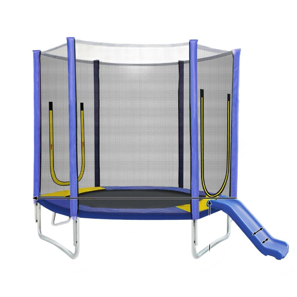 Flynama 7FT Purple Hexagon Kids Trampoline with Safety Net, Slide