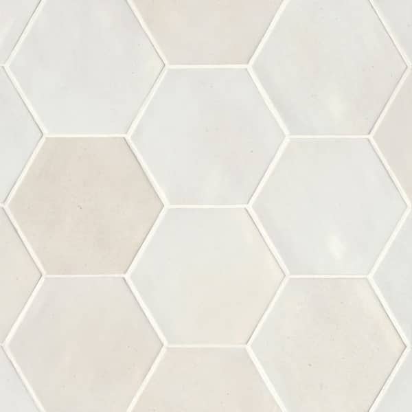 Celine Hexagon 4 in. x 5 in. Glossy White Porcelain Floor Tile (4.68 sq. ft. /Case)
