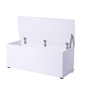 Large Storage Toy Box with Soft Closure Lid, Wooden Organizing Furniture Storage Chest, White