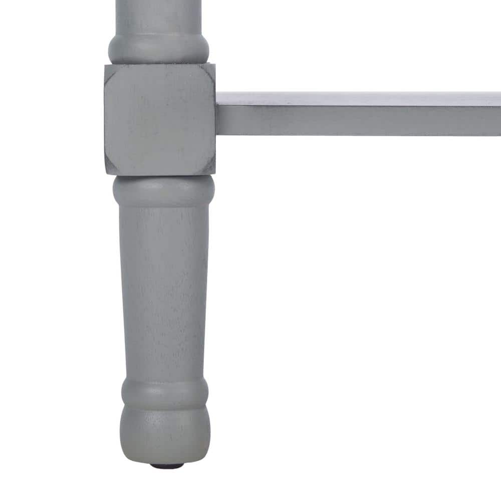 Distressed Gray Pine Wood Console Table with Storage