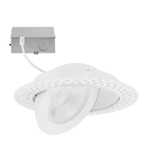 4 in. 5 CCT Adjustable Slim Trimless Recessed LED Floating Gimbal Downlight, 750 Lumens, Color Selectable 2700K-5000K