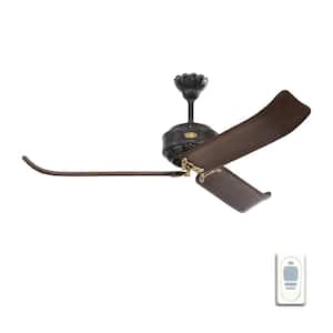 Cupra 60 in. Indoor Antique Iron with Hand Rubbed Antique Brass Ceiling Fan with Remote Control
