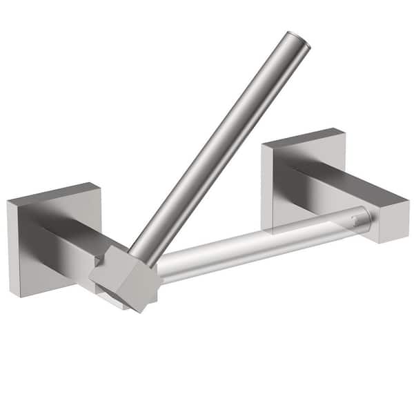 BWE Wall Mounted Toilet Paper Holder Double Post Pivoting Square Tissue Holders Roll Hangers Stand Modern in Brushed Nickel