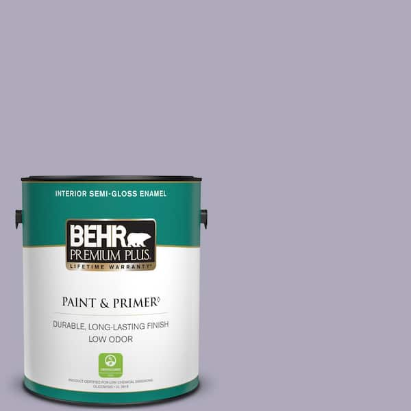 BEHR PREMIUM PLUS 1 gal. #650E-3 Plum Blossom Semi-Gloss Enamel Low Odor Interior Paint & Primer