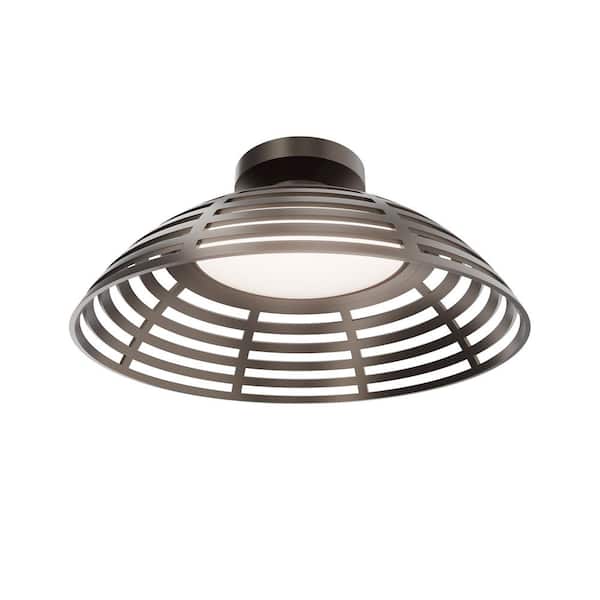 Colander 18 in. Black Outdoor Integrated LED Semi-Flush Mount Ceiling Light 1-Light 4CCT