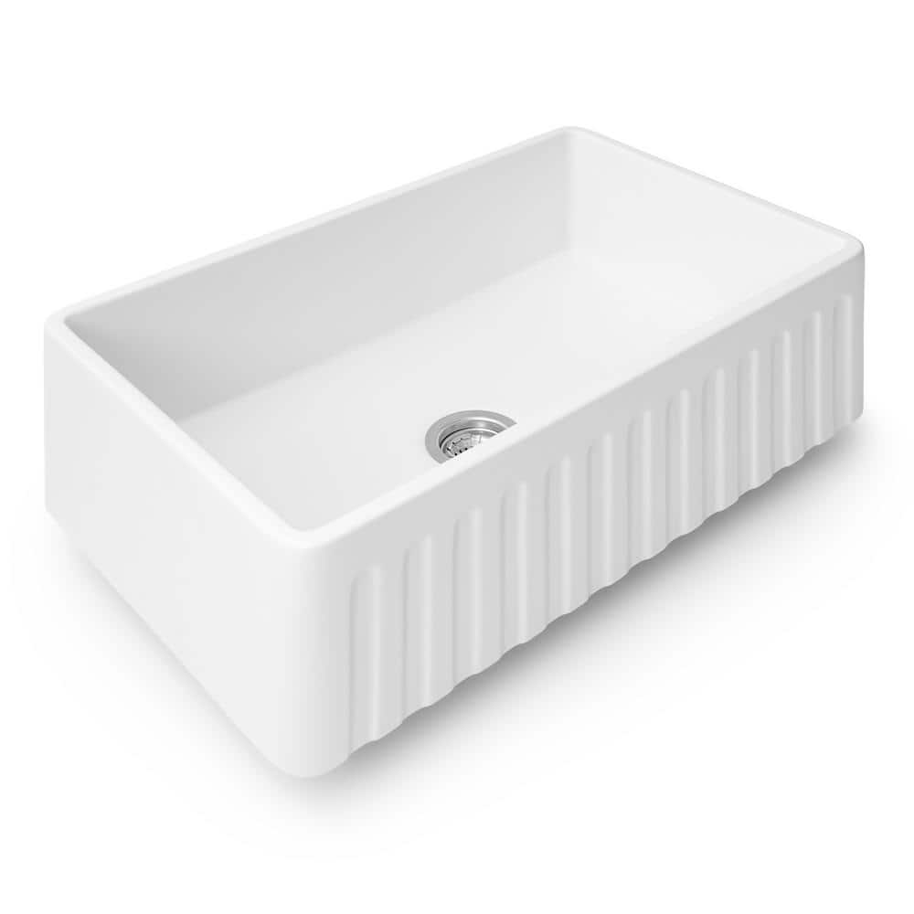 Ruvati 30'' White Fireclay Farmhouse Apron-Front Sink
