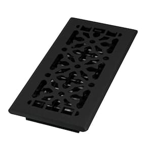4 in. x 10 in. Gothic Design Black Steel Floor Register