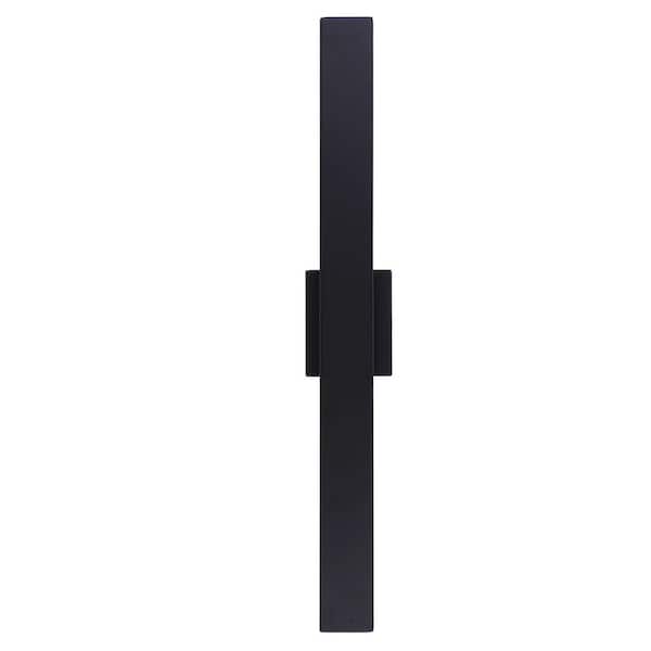 Rens 32 in. Black Finish Outdoor Hardwired Integrated LED Wall Lantern Sconce