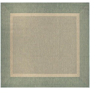 Recife Stria Texture Natural-Green 8 ft. x 8 ft. Square Indoor/Outdoor Area Rug