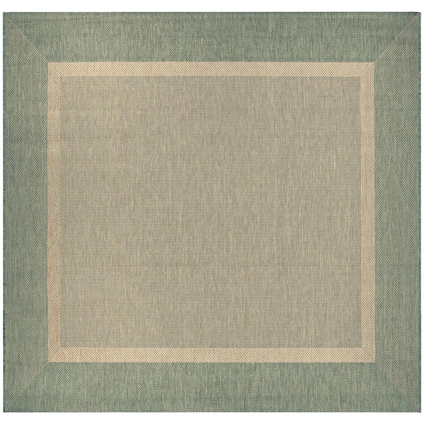 Couristan Recife Stria Texture Natural-Green 8 ft. x 8 ft. Square Indoor/Outdoor Area Rug
