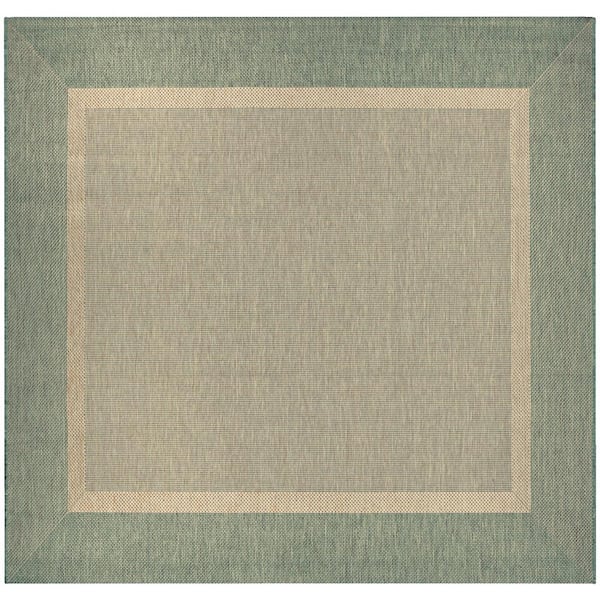 Couristan Recife Stria Texture Natural-Green 9 ft. x 9 ft. Square Indoor/Outdoor Area Rug