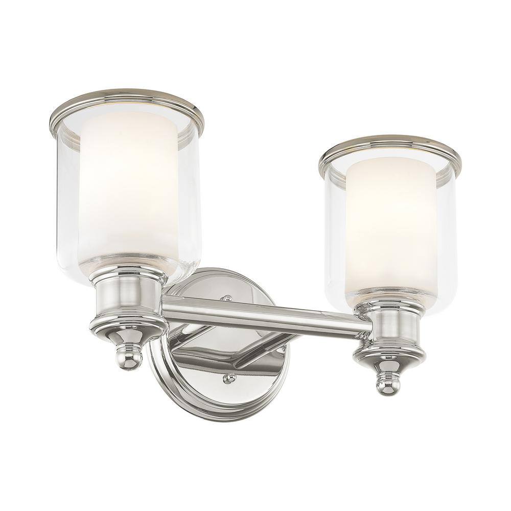 Polished Nickel 2-Light Vanity with Steel Frame
