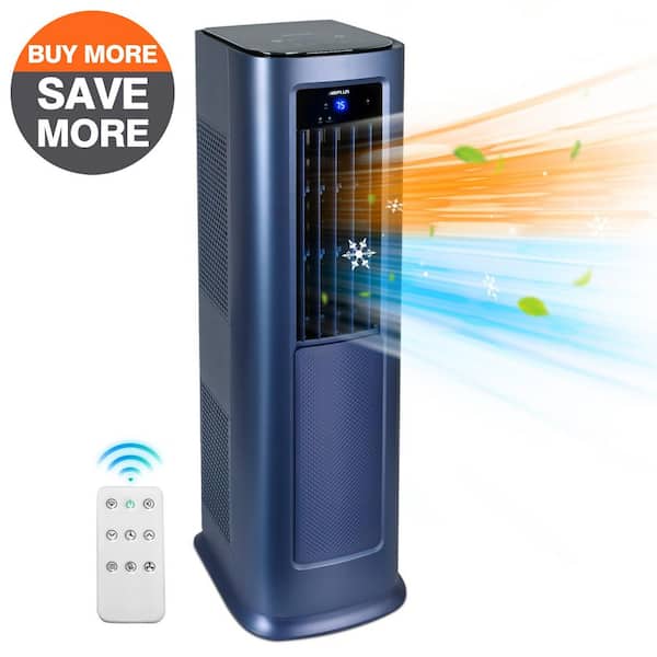 7,800 BTU (DOE) 7,00 Sq. Ft. Portable Air Conditioner Cools and 1100W Heater with Remote in Blue, Over Heat Protection