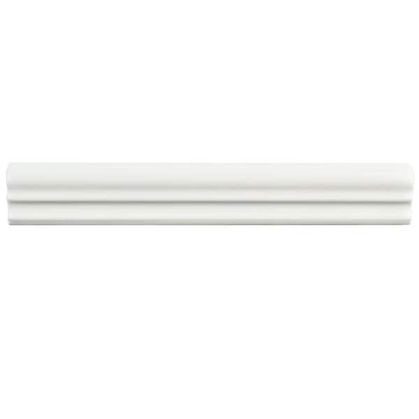 Merola Tile Blanco Brillo Zen 1-1/4 in. x 7-7/8 in. Ceramic Moldura ...