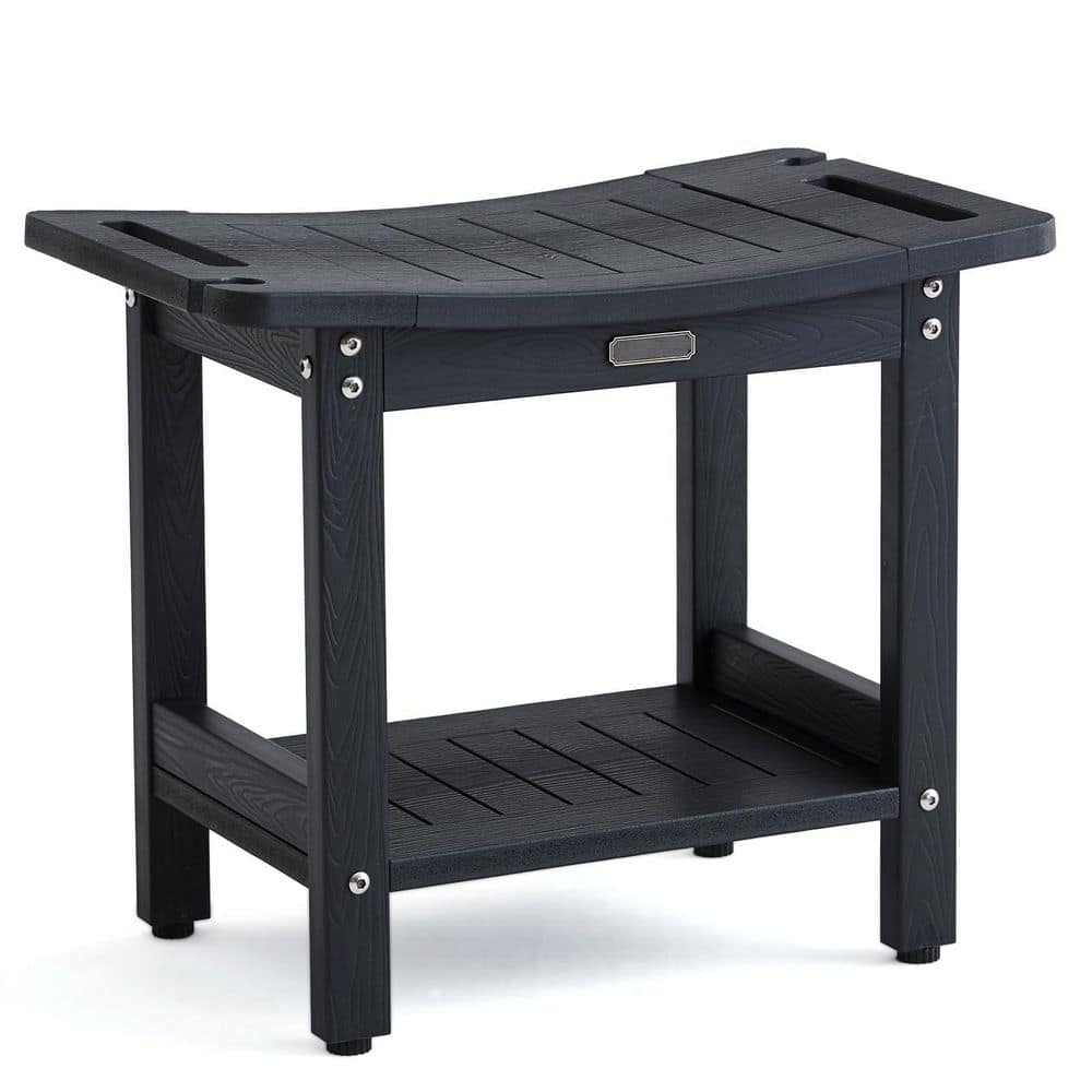 HDPS Shower Bench in Black with Handles, Shower Head Holder & Storage Shelf, Waterproof Shower Stool for Shaving Legs price history on PriceWatchPro