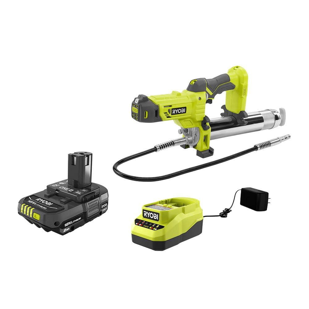 RYOBI ONE+ 18V Cordless Grease Gun with 2.0 Ah Battery and Charger -  P3410-PSK005