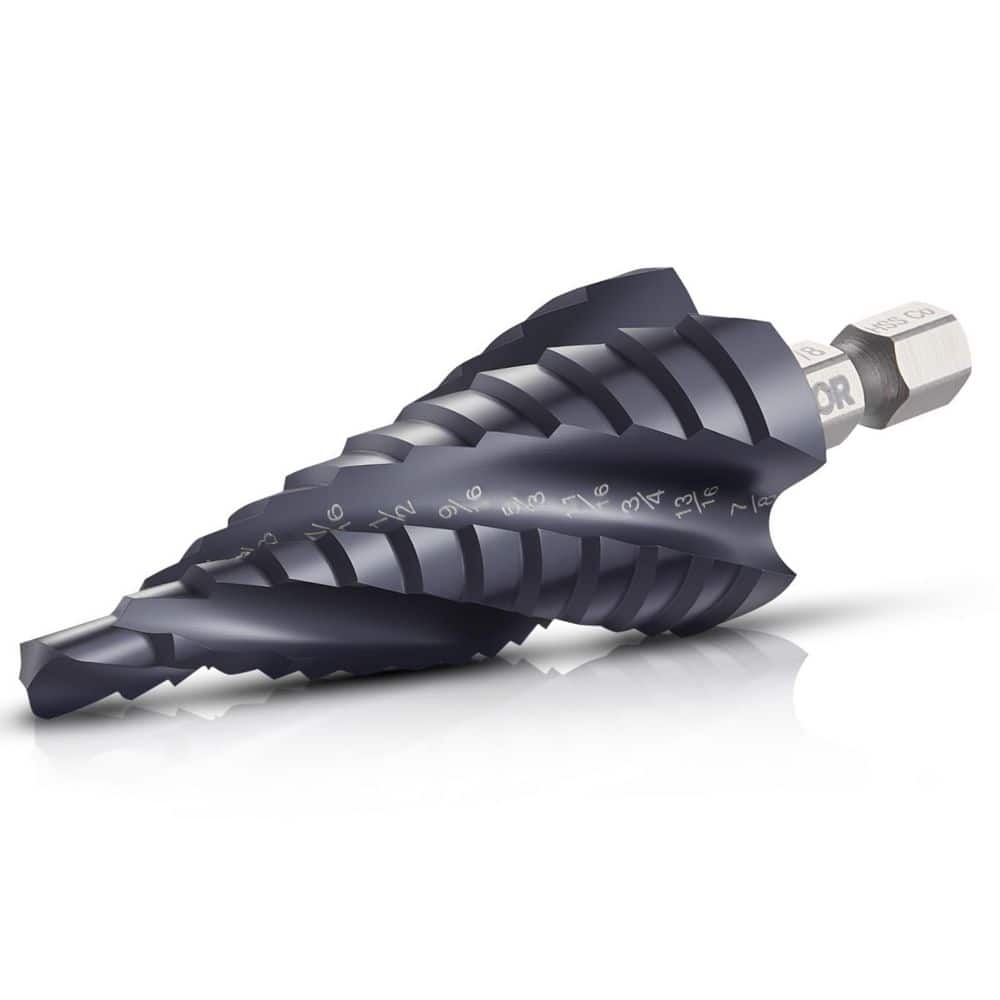 Step Drill Bit, 3/16 to 7/8 in. 1/4 in. Tialn Coating Cobalt HSS High Speed Steel, 4 Spiral Flute Step Bit, (1-Piece) price history on PriceWatchPro