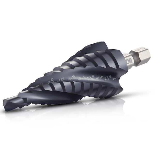 Step Drill Bit, 3/16 to 7/8 in. 1/4 in. Tialn Coating Cobalt HSS High Speed Steel, 4 Spiral Flute Step Bit, (1-Piece)