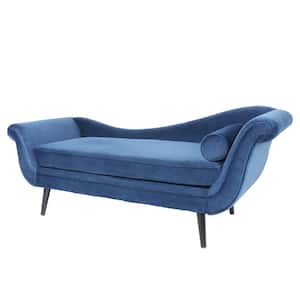 69''Modern Bule Velvet Fabric Chaise Lounge