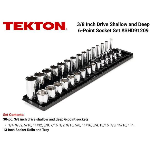 3/8 in. Drive 6-Point Socket Set with Rails (1/4 in.-1 in.) (30-Piece)