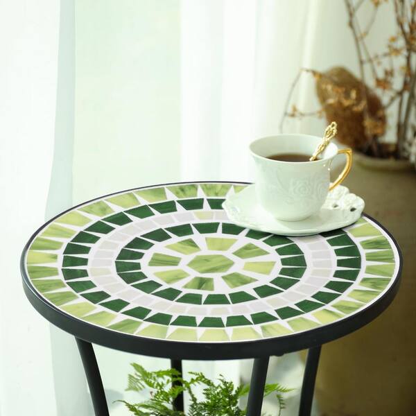 Outdoor Mosaic Side Table, compact accent end table with exquisite