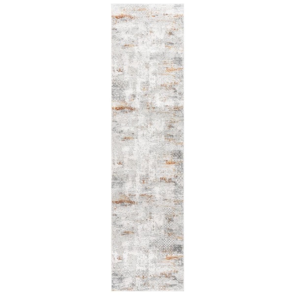 Princeton 2 ft. x 7 ft. Light Beige/Gray Distressed Geometric Runner Rug