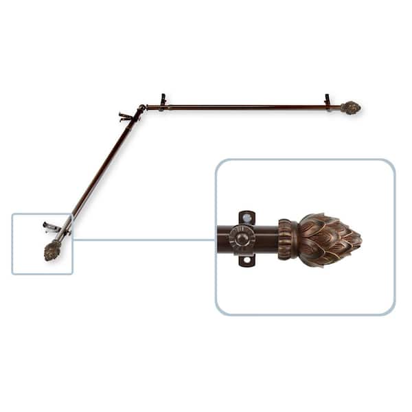 Rod Desyne Bud 13/16 in. Dia 48-84 in. L Corner Window Single Curtain Rod in Cocoa
