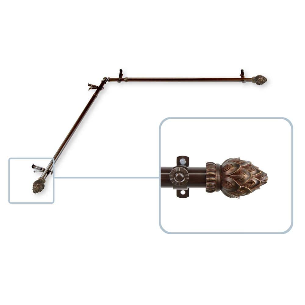 Bud 13/16 in. Dia 66-120 in. L Corner Window Single Curtain Rod in Cocoa price history on PriceWatchPro