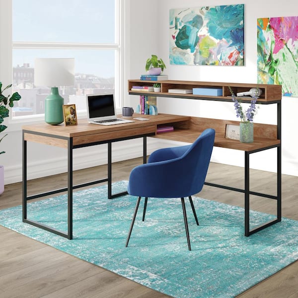 Sauder International Lux L-Desk - Umber Wood