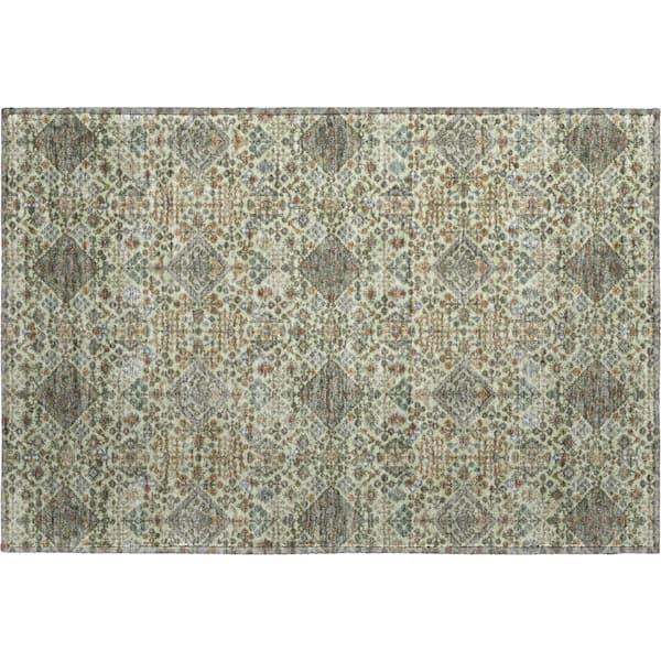 Mayfield Premium Machine Washable Abstract AMF2478 Celery 2 ft. x 3 ft. Accent Rug