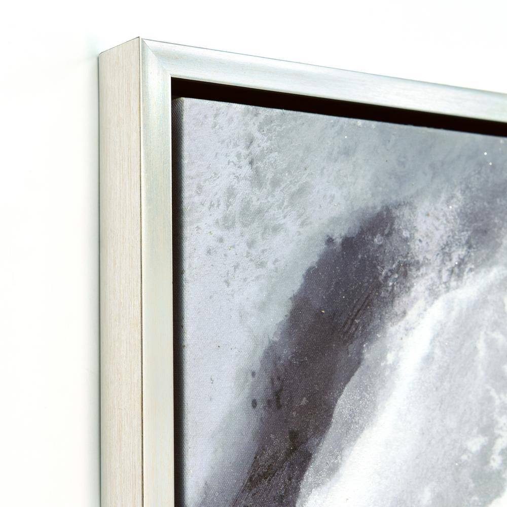 Flood Abstract Black and White Canvas with Gold Leaf and Champagne Frame, 36" x 36"