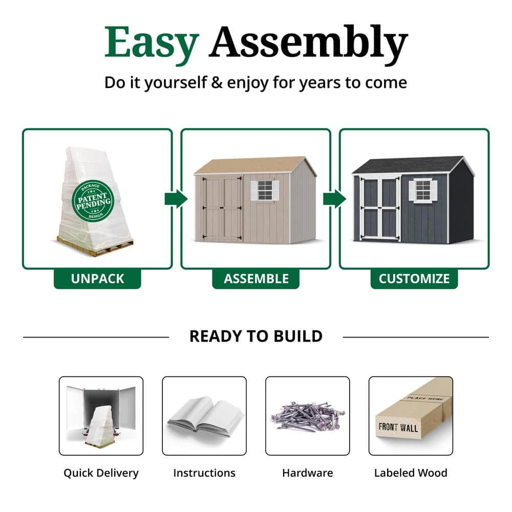 8' x 10' Brown Workshop Shed Kit with Shelving and Windows