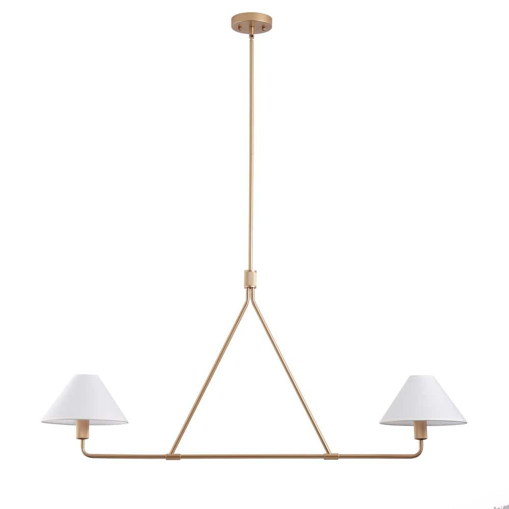 46.45 in. 2-Light Kitchen Island Linear Chandelier Classic Rose Gold Pendan