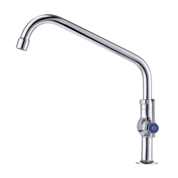 Single Handle Deck Mount Commercial Brass Standard Kitchen Faucet with 10 in. Swivel Spout in Polished Chrome
