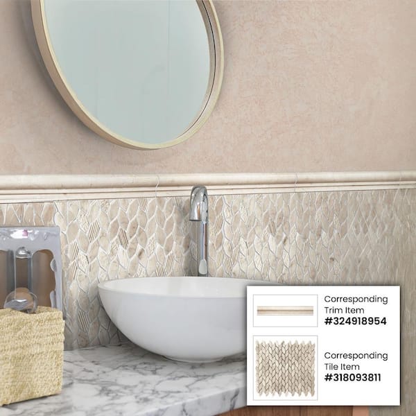 Apollo Tile Beige 11.8 in. x 12 in. Leaf Polished and Etched
