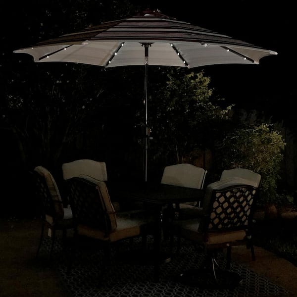 9 ft 8 rib patio umbrella string lights TheLAShop Solar with Remote Sensor 9-10ft 8-Rib Black ABS Battery Yescom Solar String Light 30LED