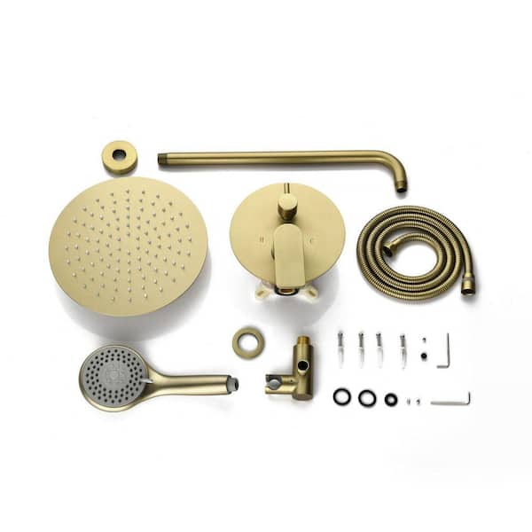waterpar Single-Handle Wall Mount 2-Spray Round Dual Fixed and
