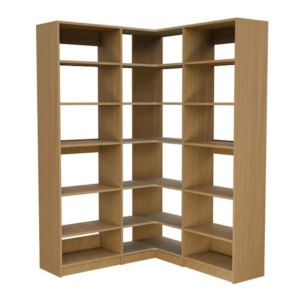 Alto Pantry Collection 53.25 in. W Oak Wall Mounted 2-Shelf Towers and Corner Shelf Tower Wood Closet System