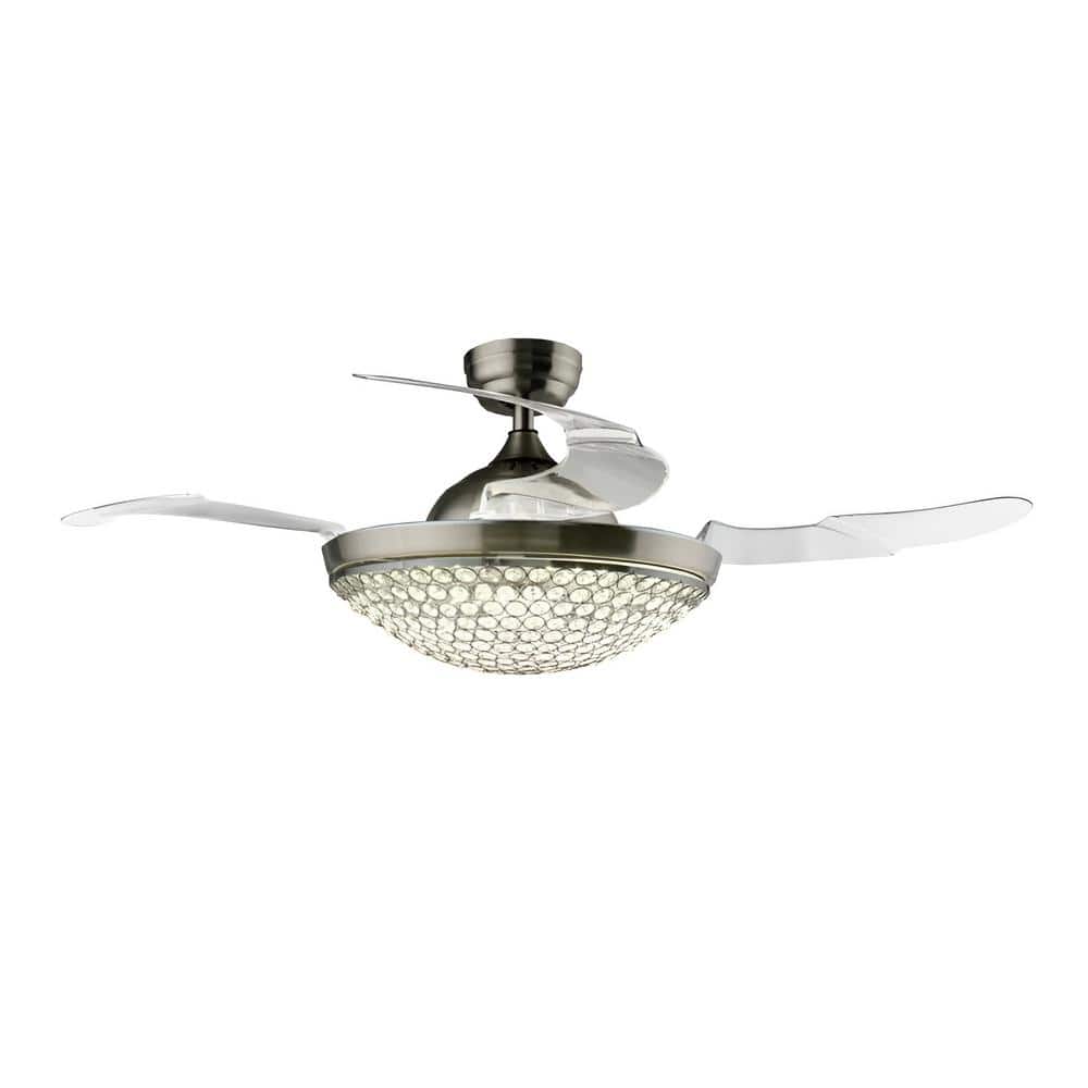 Decomust 42 in. Indoor Chrome Retractable Ceiling Fan with 3500K White Inte
