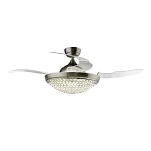 Decomust 42 in. Indoor Chrome Retractable Ceiling Fan with 3500K White Integrated LED Remote Included