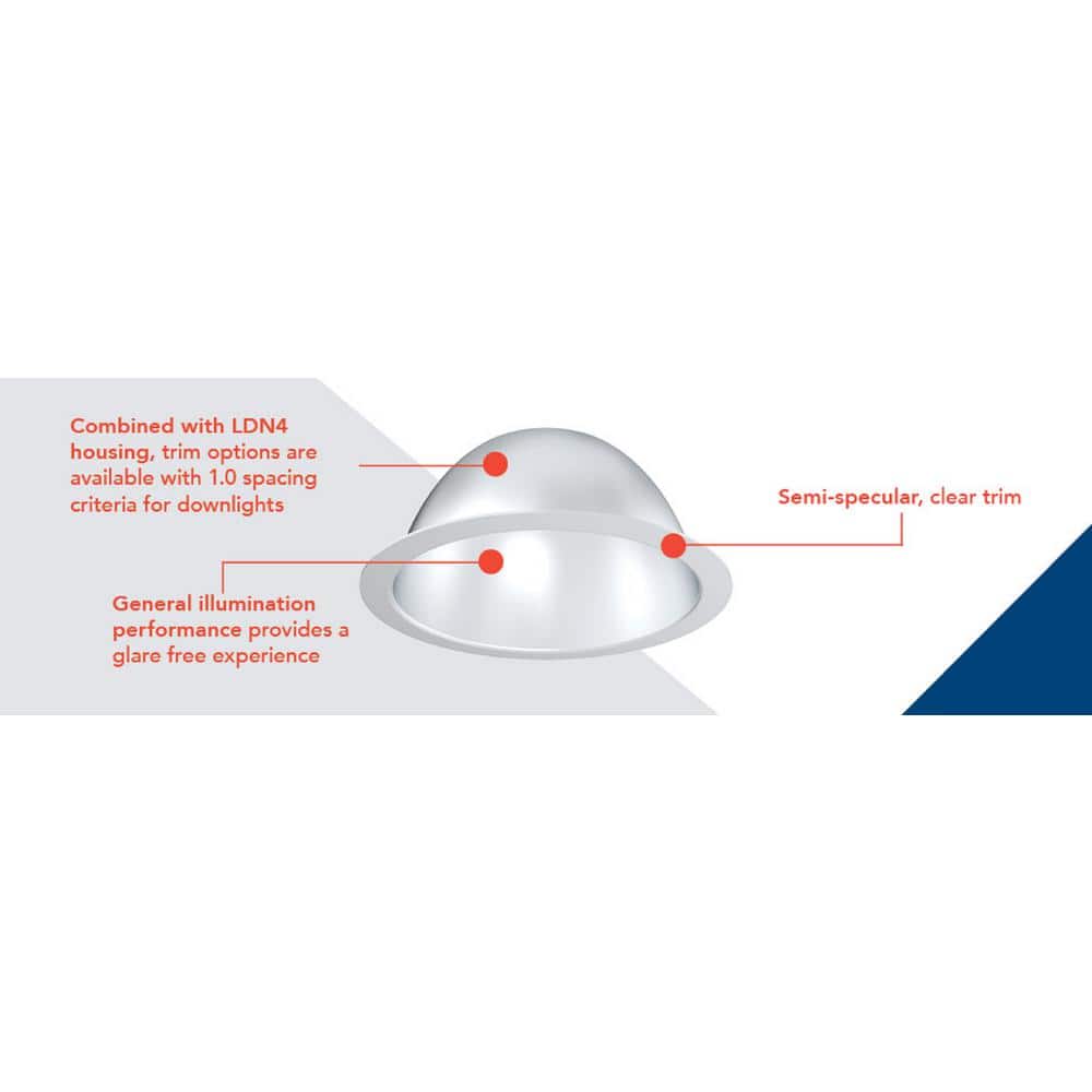 Clear Aluminum 6-Inch LED Recessed Downlight Trim
