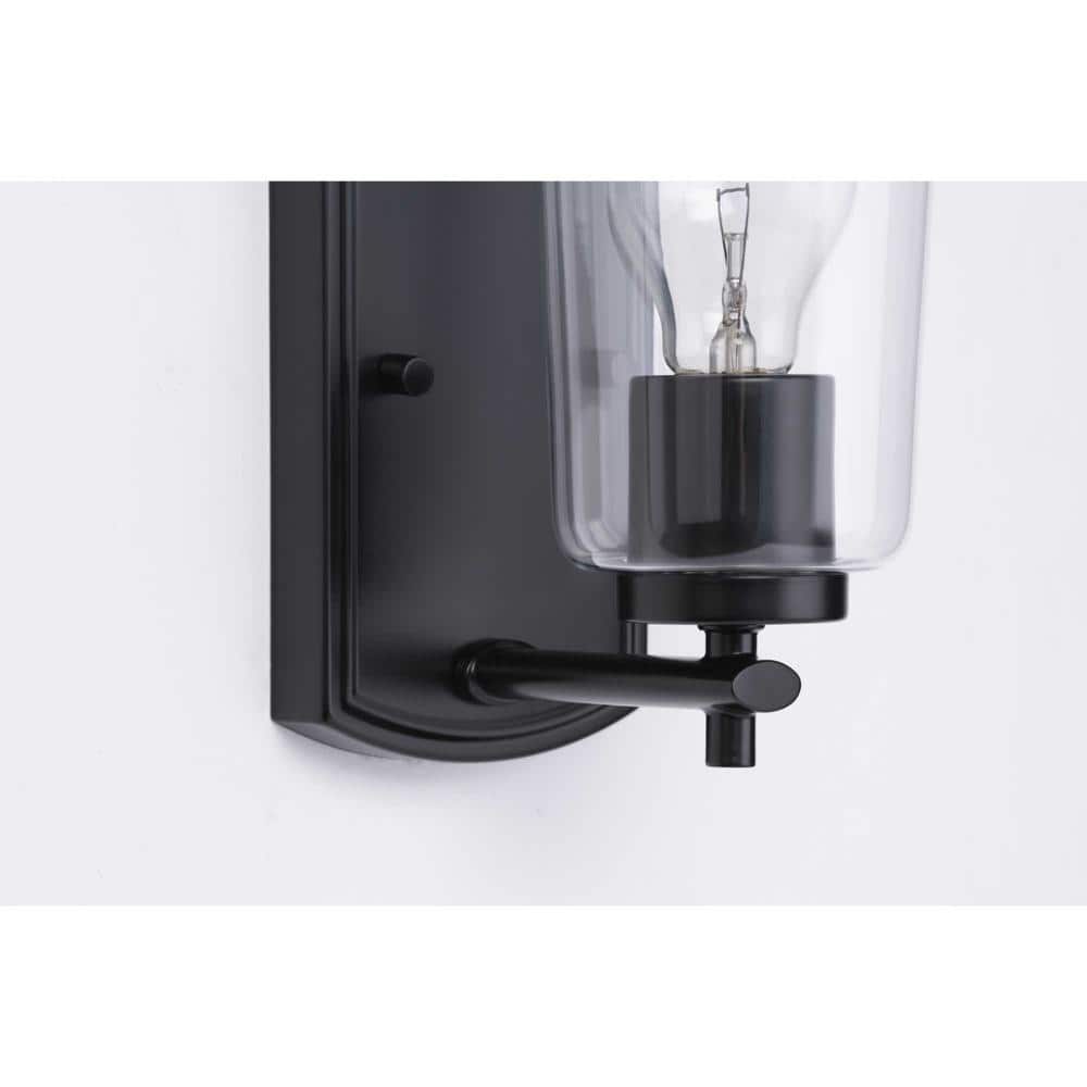 Adley Black Steel Wall Sconce with Clear Glass Shade
