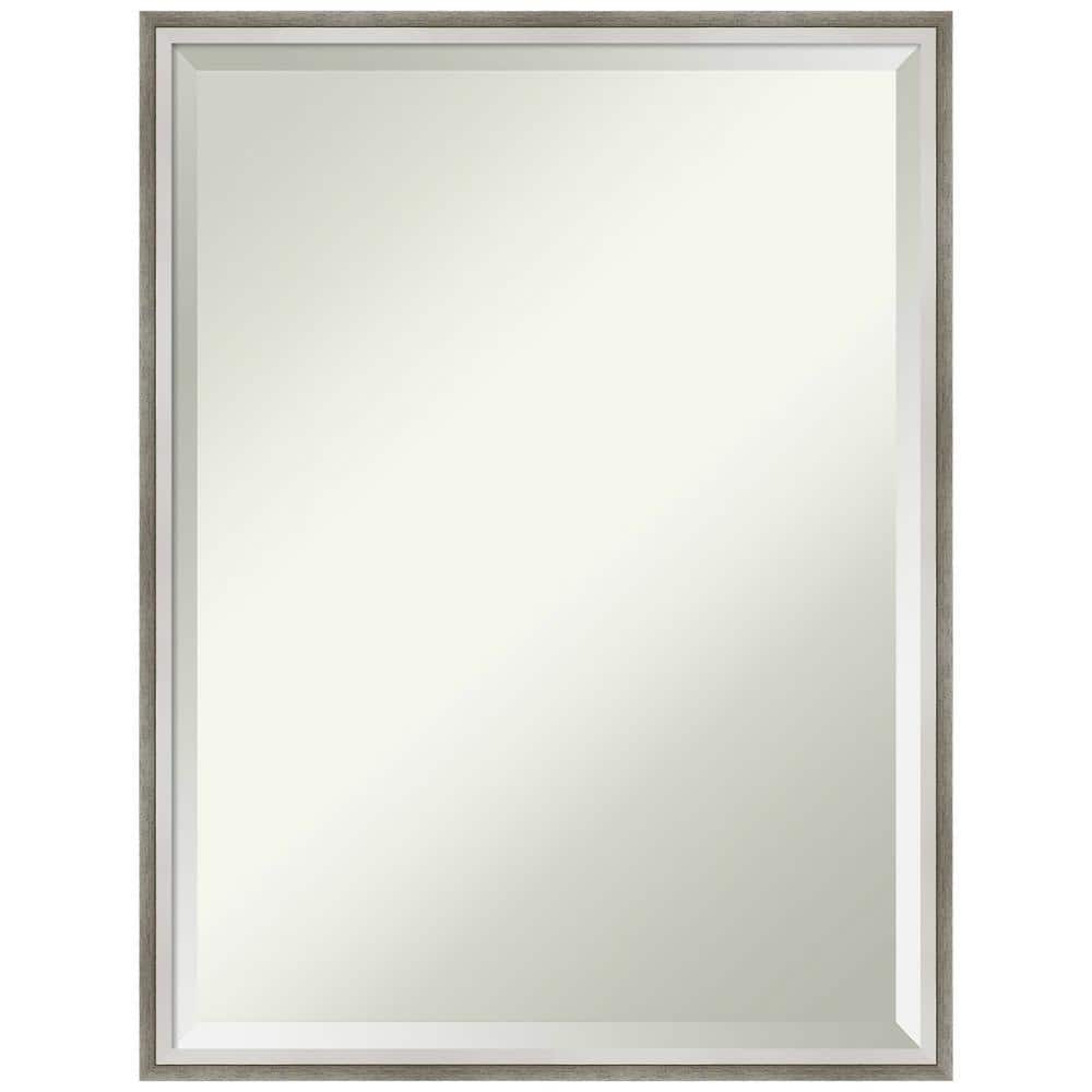 Medium Rectangle Satin Silver/White Beveled Glass Modern Mirror (25 in. H x 19 in. W) price history on PriceWatchPro