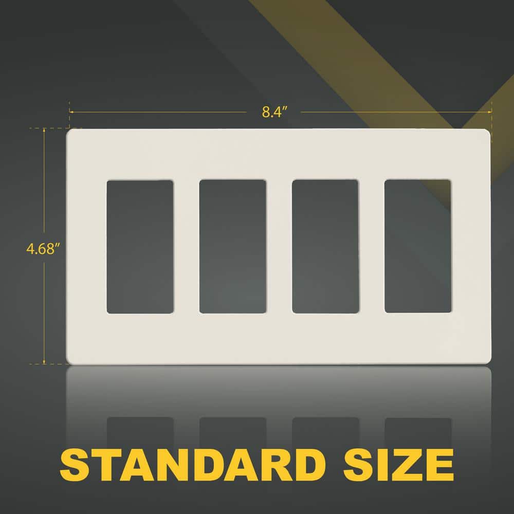 Light Almond 4-Gang Screwless Plastic Wall Plate