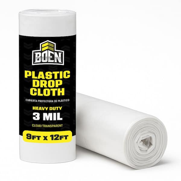 Painters Plastic Sheeting 9 ft. x 12 ft. 3 Mil Clear Plastic Drop Cloth