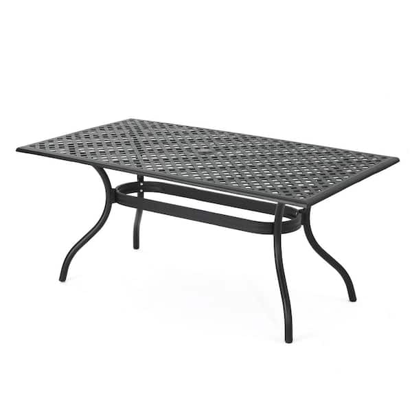 66.7 in. Black Aluminum Rectangular Outdoor Dining Table